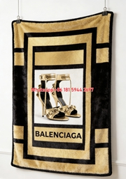 Balenciaga Gold High Heel Sandals Flannel Sofa Throw Blanket Luxury Brand Cover BA020